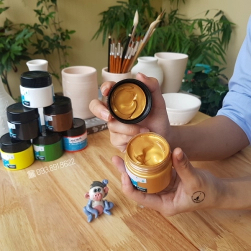 Màu Vẽ Gốm Không Nung Acrylic Mont Marte - Vàng Ánh Nhũ