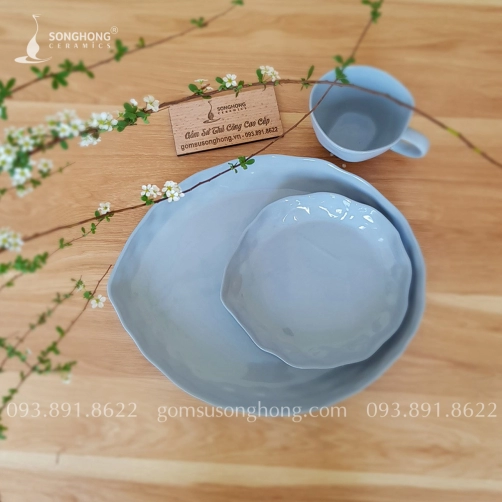 Đĩa Gốm Nặn Tay Đất Trộn Màu 32cm