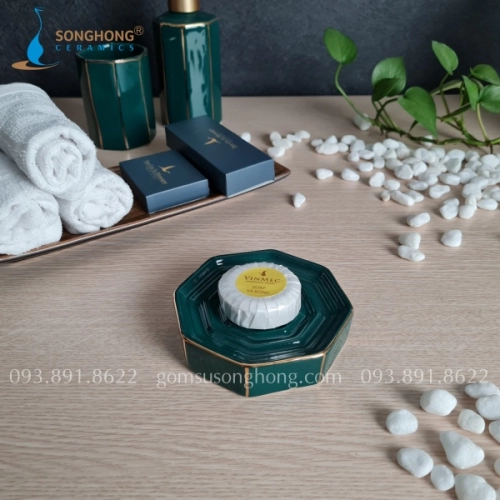 Khay Đựng Viên Xà Bông - M4 Viền Vàng Kim