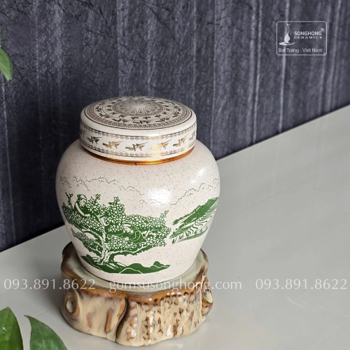 Hũ Sứ Đựng Trà 400ml Men Tiêu Trà Cổ Thụ
