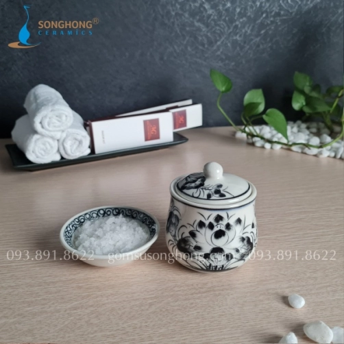 Đĩa Gốm Đựng Muối Tắm - M2