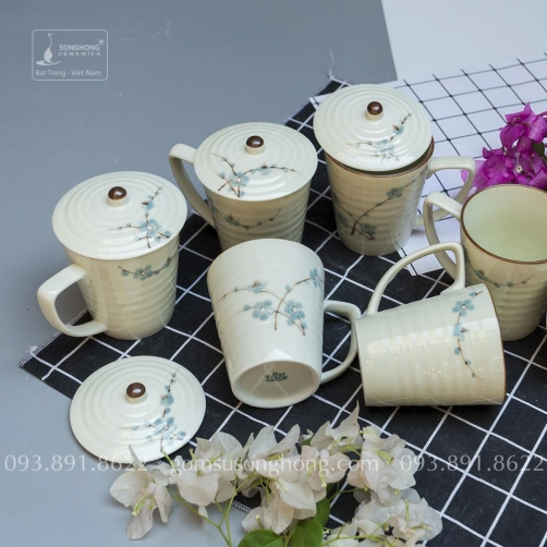 Cốc (Ca) Gốm Vẽ Tay 360ml - Mẫu 15