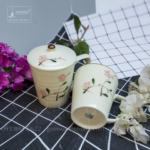 Cốc (Ca) Gốm Vẽ Tay 360ml - Mẫu 16