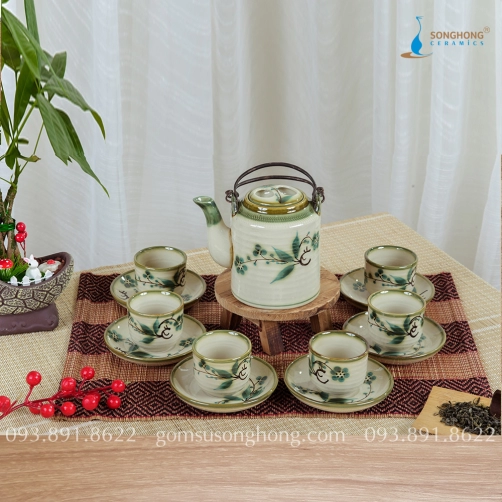 Bộ Ấm Tích Trà Vẽ Hoa Găng 0.5 Lít / 0.7 Lít - Mẫu 3