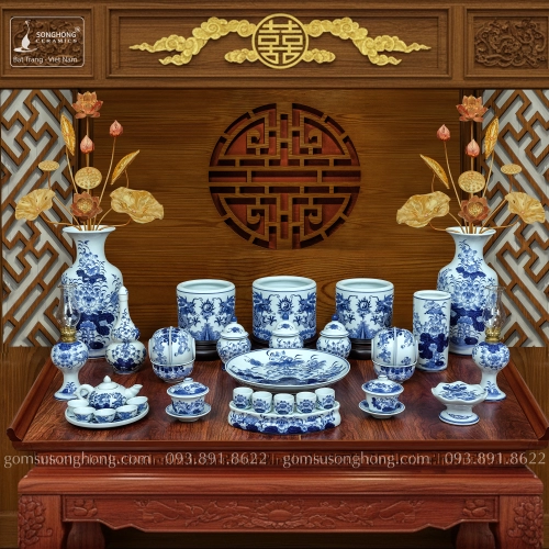 Bộ Đồ Thờ Men Rong Cổ Truyền - Mẫu 8