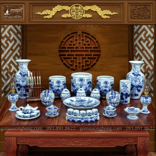 Bộ Đồ Thờ Men Rong Cổ Truyền - Mẫu 7