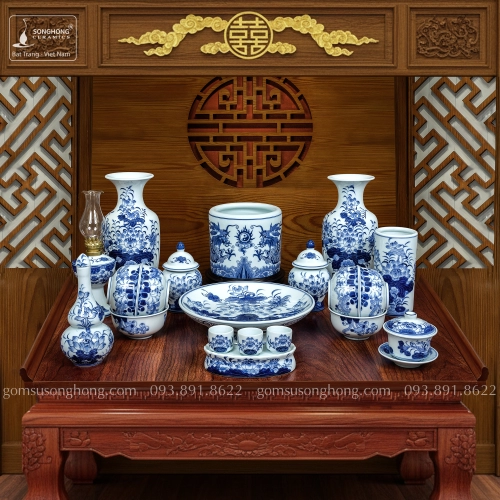 Bộ Đồ Thờ Men Rong Cổ Truyền - Mẫu 1