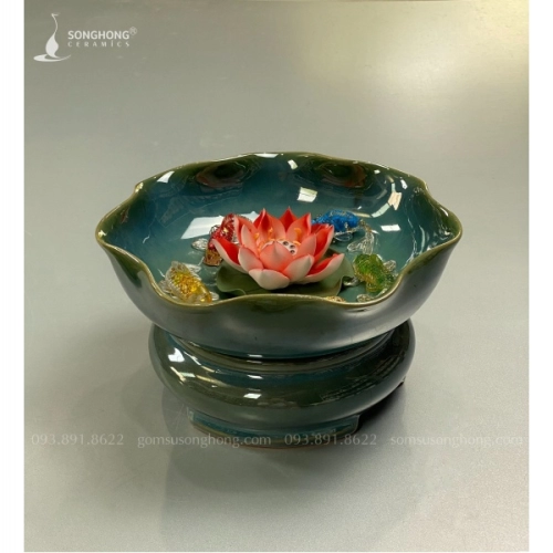 Bát Nước Thả Hoa Kèm Chân Đế - M8
