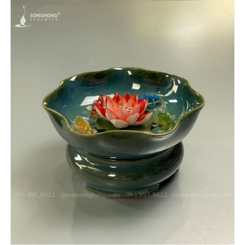 Bát Nước Thả Hoa Kèm Chân Đế - M8
