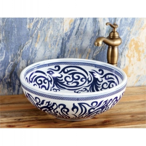 Lavabo Vẽ Tay - Mẫu 1 (Không bao gồm vòi xả bằng đồng)