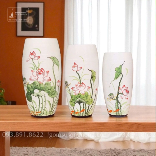 Lọ Hoa Gốm Men Khô Vẽ Tay - Mẫu 3