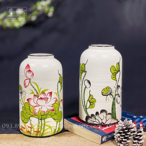 Lọ Hoa Gốm Men Khô Vẽ Tay - Mẫu 4