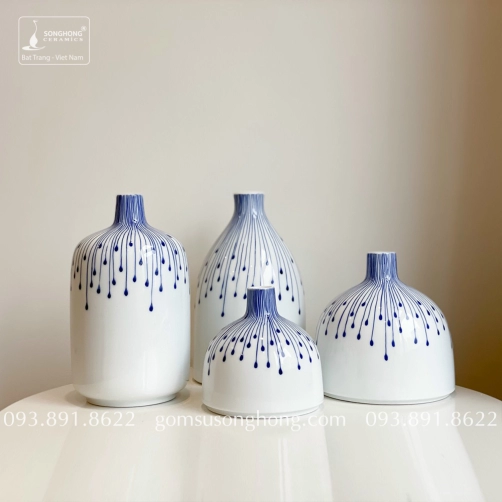 Bình Hoa Sứ Trắng Vẽ Tay - Mẫu 5