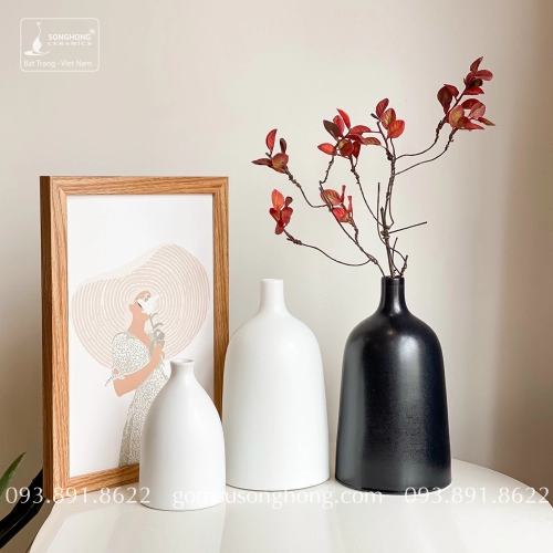 Bình Hoa Sứ Trắng Vẽ Tay - Mẫu 6