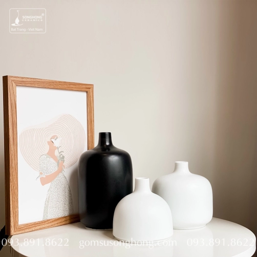 Bình Hoa Sứ Trắng Vẽ Tay - Mẫu 7