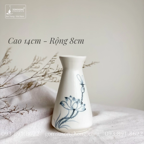 Bình Hoa Sứ Trắng Vẽ Tay - Mẫu 16