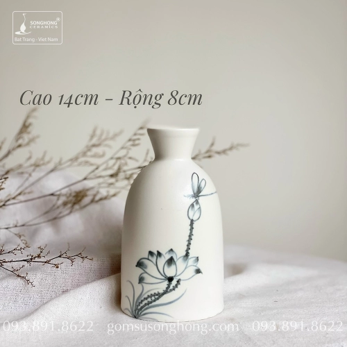Bình Hoa Sứ Trắng Vẽ Tay - Mẫu 19