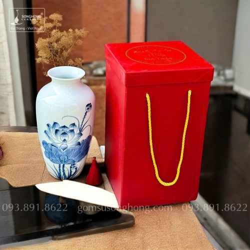 Bình Hoa Sứ Trắng Vẽ Tay - Mẫu 20