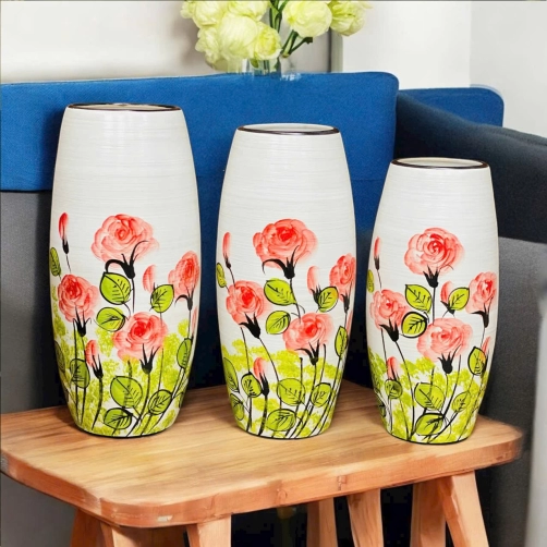 Lọ Hoa Gốm Men Khô Vẽ Tay - Mẫu 8