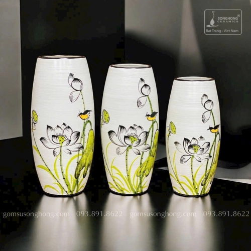 Lọ Hoa Gốm Men Khô Vẽ Tay - Mẫu 12