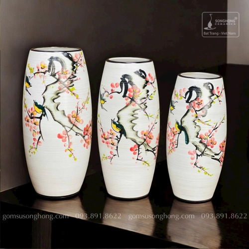 Lọ Hoa Gốm Men Khô Vẽ Tay - Mẫu 13