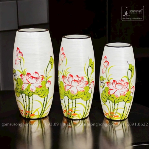 Lọ Hoa Gốm Men Khô Vẽ Tay - Mẫu 16