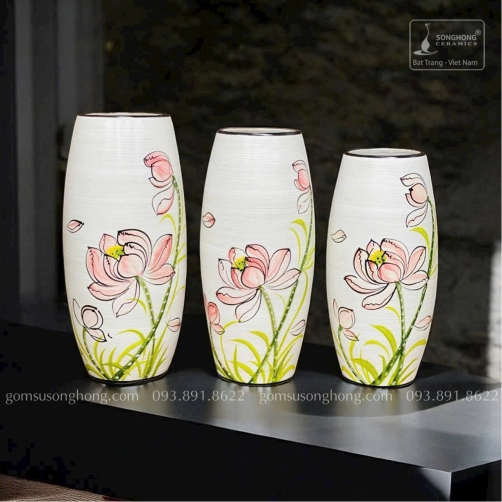 Lọ Hoa Gốm Men Khô Vẽ Tay - Mẫu 17