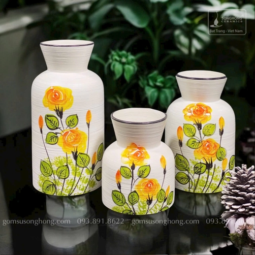 Lọ Hoa Gốm Men Khô Vẽ Tay - Mẫu 18