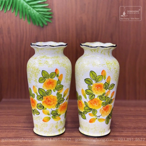 Lọ Hoa Gốm Men Khô Vẽ Tay - Mẫu 22