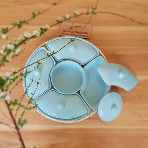 Khay Mứt Màu Xanh Non