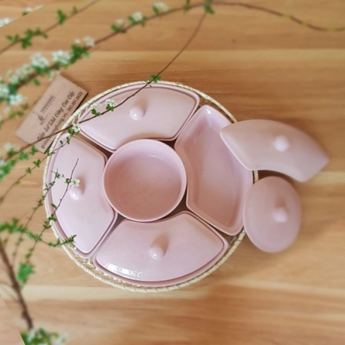 Khay Mứt Màu Hồng