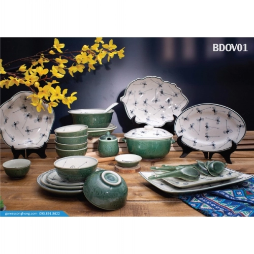 Bát Đĩa Vẽ Tay Chuồn Chuồn - BD0V01