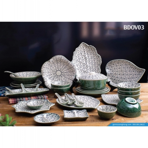 Bát Đĩa Vẽ Tay Hoa Bèo - BD0V03