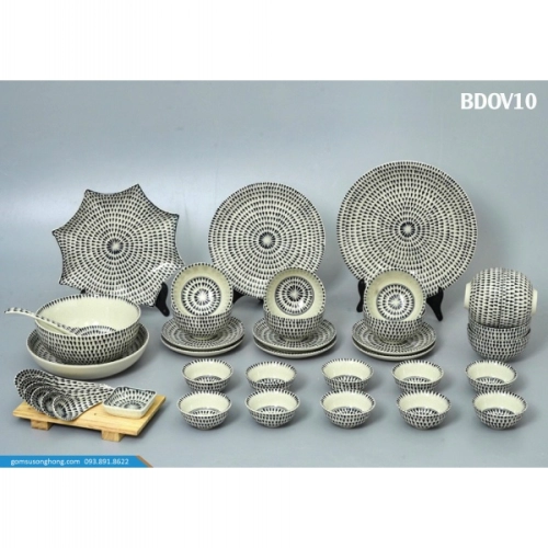 Bát Đĩa Vẽ Tay Hoa Đồng Tiền - BD0V10