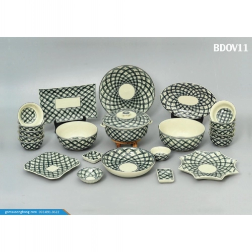 Bát Đĩa Vẽ Lưới Đánh Cá - BD0V11