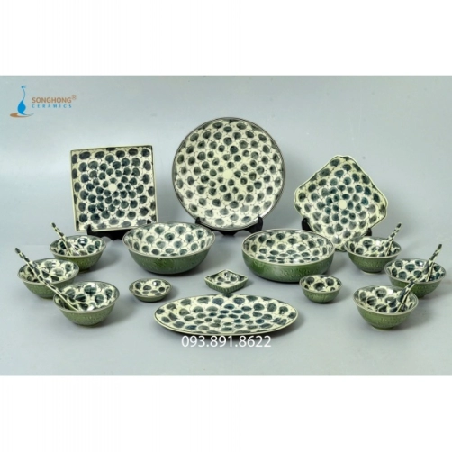 Bát Đĩa Vẽ Tay Hoa Bèo - BD0V14