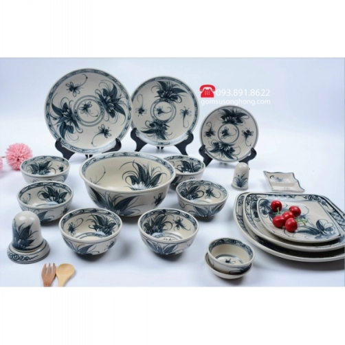 Bát Đĩa Vẽ Tay Chuồn Khoai - BD0V16