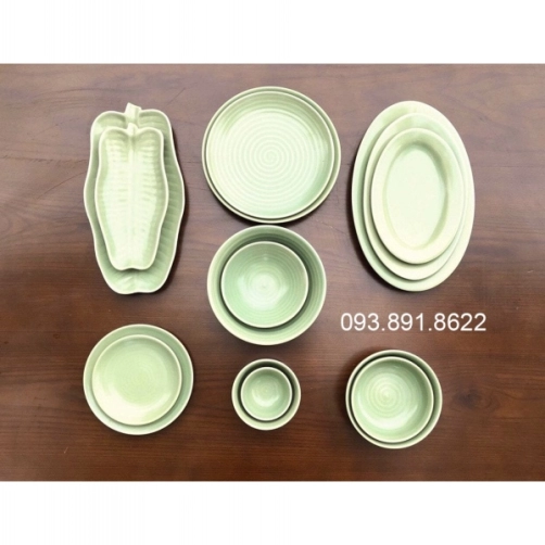 Bát Đĩa Men Xanh Chuối - Mẫu 4