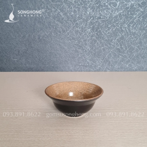 Bát Cơm Chiết Yêu Gốm Nâu Cát