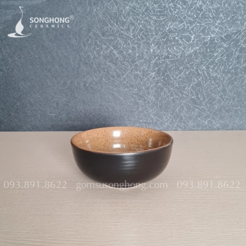 Tô Gốm 16.5cm Men Nâu Cát