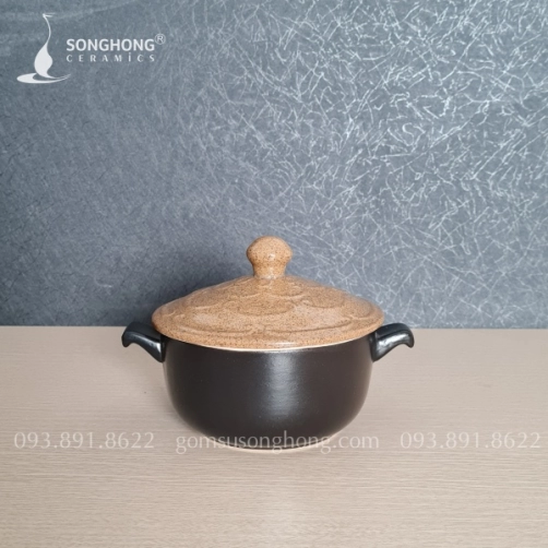 Âu Cơm Gốm 16cm Men Nâu Cát