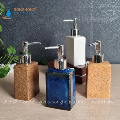 Bình Gốm Đựng Sữa Tắm Có Vòi Nhấn 220ml - M4