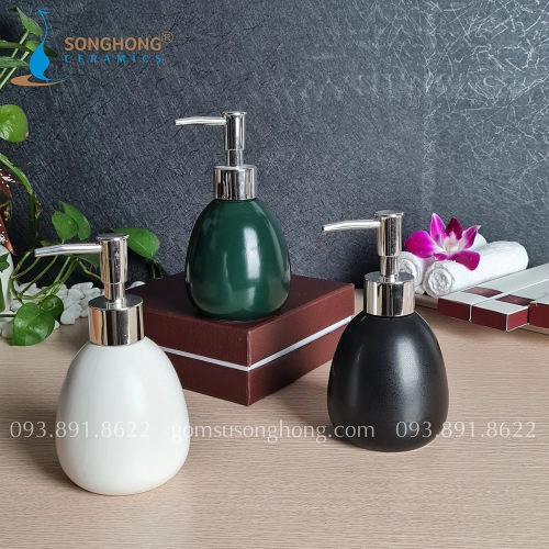 Chai Gốm Sứ Đựng Nước Rửa Tay Có Vòi Nhấn 220ml - M6