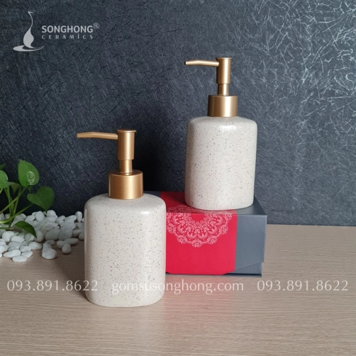 Bình Gốm Đựng Dầu Gội Có Vòi Nhấn Cho Khách Sạn - M10