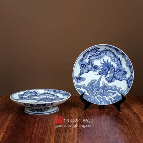 Mâm Bồng Vẽ Rồng - Men Rong Cổ Truyền