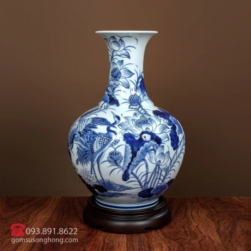 Lọ Vẽ Hoa Sen - Men Rong Cổ Truyền