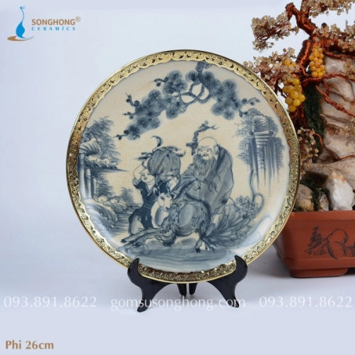 Đĩa Tranh Gốm Bọc Đồng 26cm - M1