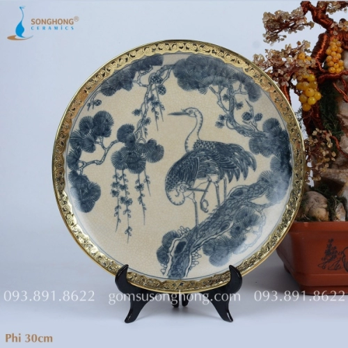 Đĩa Tranh Gốm Bọc Đồng 30cm - M2