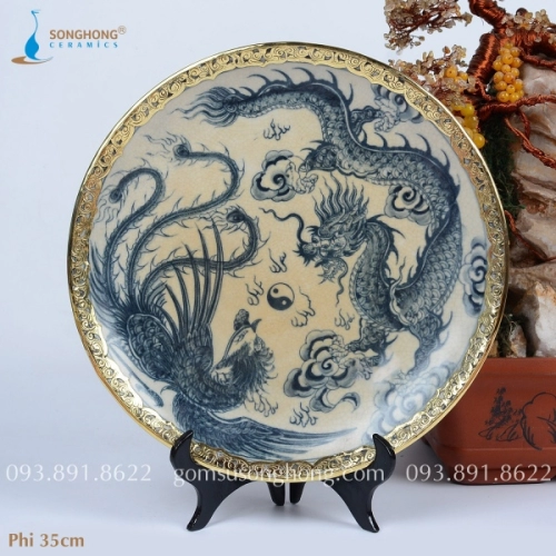 Đĩa Tranh Gốm Bọc Đồng 35cm - M3