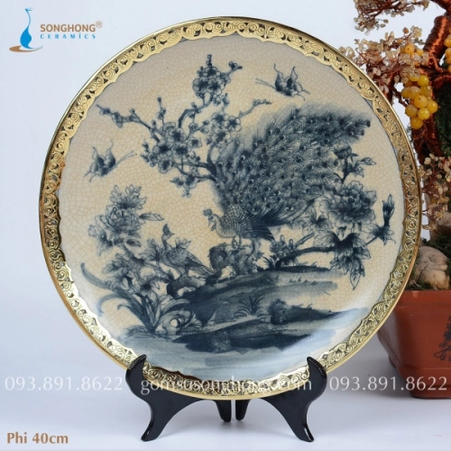 Đĩa Tranh Gốm Bọc Đồng 40cm - M4